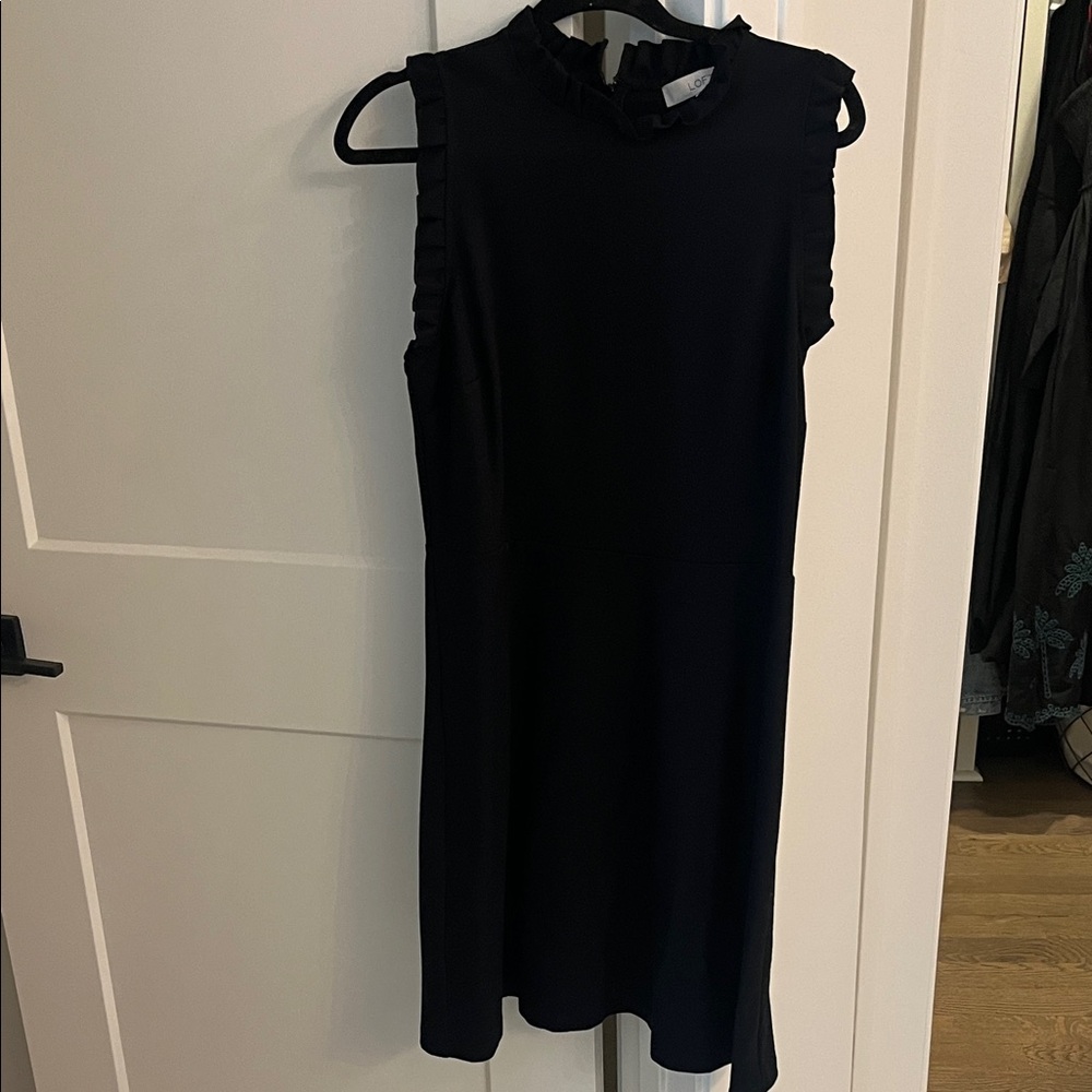 LOFT Black Ruffled Mini Dress